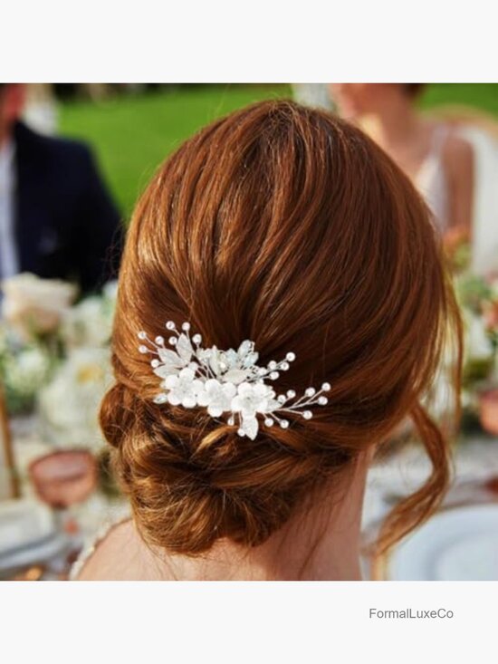 Floral Rhinestone Wedding Hair Comb Bridal Clip Side Comb main image 4